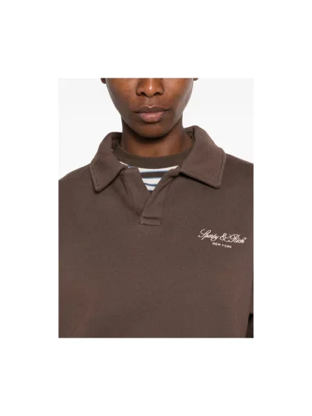 Bluza Sporty And Rich z dekoltem w serek brązowa