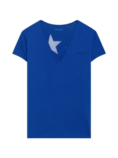 Tricou Zadig&voltaire plasă de plasă albastru