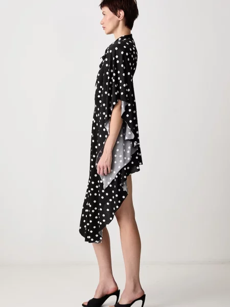 Vetements rochie evazată polka dot cu vâscoză