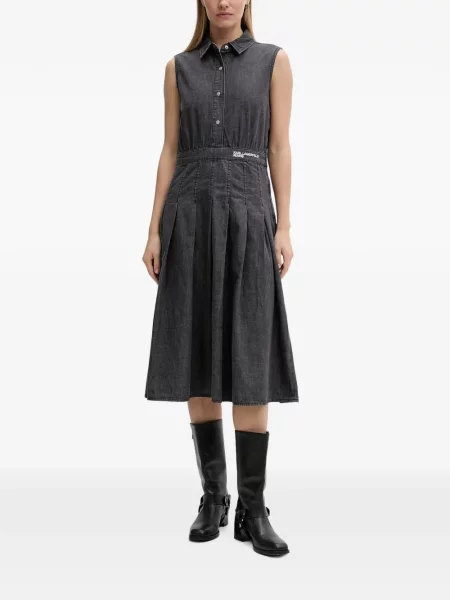 Rochie din denim Karl Lagerfeld Jeans fără mâneci gri