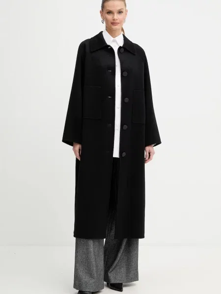 Armani Exchange płaszcz z dodatkiem wełny czarny