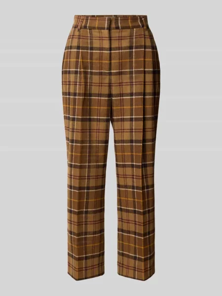 Spodnie z zakładkami w pasie z wełny z zaprasowanymi kantami w kroju regular fit Barbour