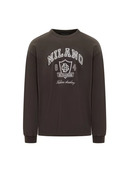 Bluza Dolce And Gabbana z nadrukiem brązowa