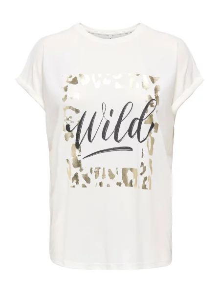 ONLY Tricou ONLFREE NEW auriu / negru alb