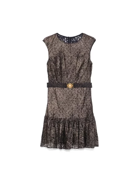 Sukienka koktajlowa Ralph Lauren z krótkim rękawem brązowa