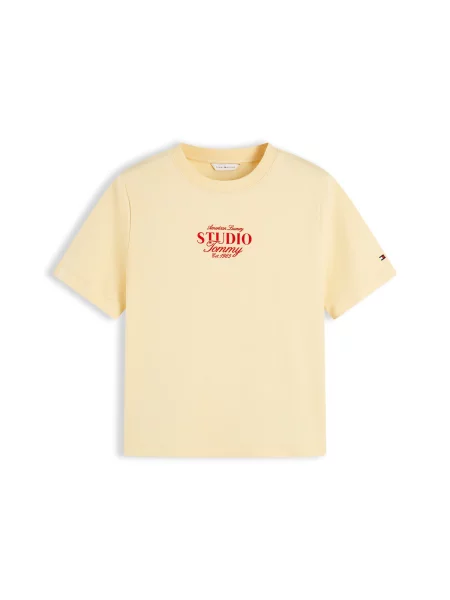 TOMMY HILFIGER Tricou STUDIO TOMMY galben deschis roșu