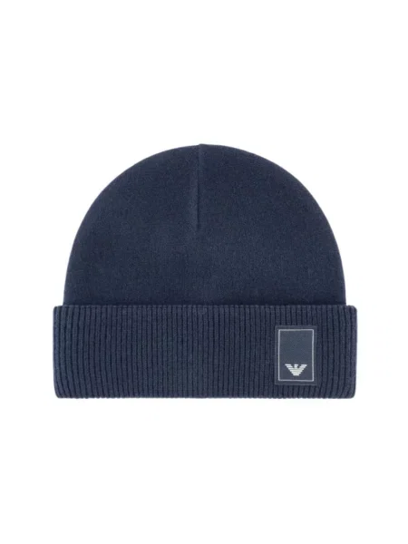 Czapka Emporio Armani z kaszmiru z logo czarna