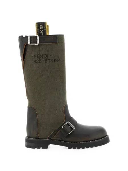 Botine Fendi din piele verde