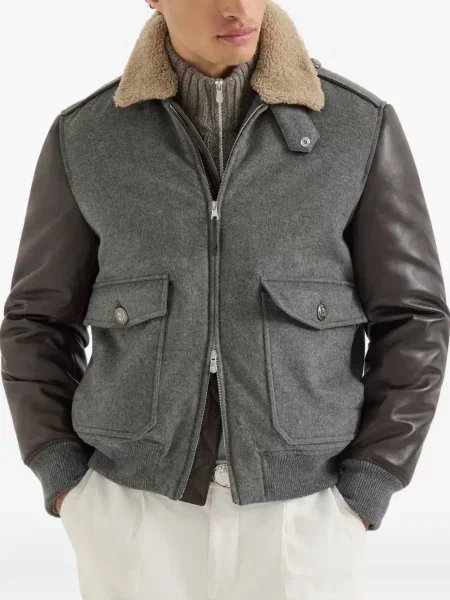 Gulerat geanta de piele Brunello Cucinelli gri