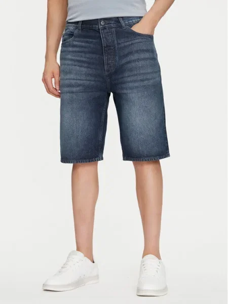 HUGO Pantaloni scurți de blugi Skate Bleumarin Straight Fit