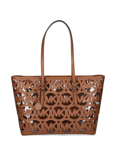 Geantă shopper Michael Michael Kors din piele cu autograf alb
