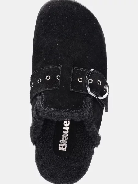 Замшевые тапочки Blauer черные