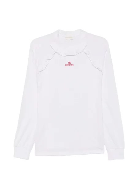 Tricou Shushu/tong cu broderie alb