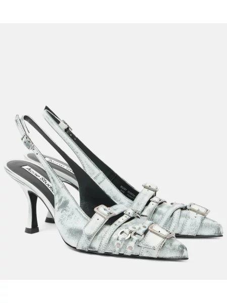 Pantofi cu toc Acne Studios din piele slingback alb