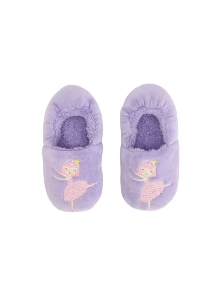 Penti Čarape PENTI Mädchen-Hausschuhsocken mit Ballerina-Muster und Stickerei lavanda