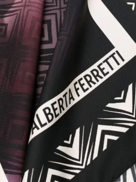 Μεταξωτός κασκόλ Alberta Ferretti με σχέδιο μαύρο