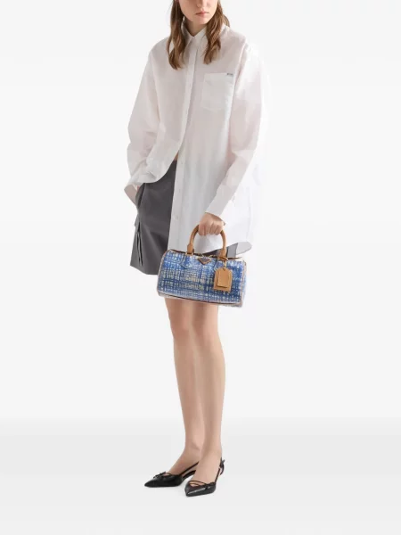 Top Prada din piele albastru