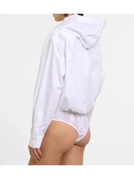 Body Alaïa cu glugă alb
