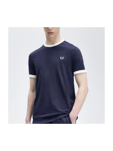 T-shirt FRED PERRY Taped Ringer T-Shirt Carbon Blue S plava
