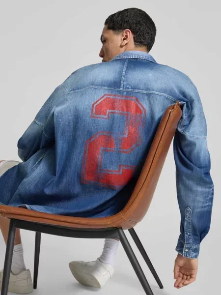 Koszula jeansowa z kołnierzykiem typu kent Dsquared2 niebieska