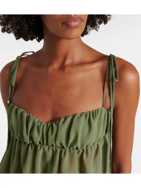 Top Bananhot cu volane asimetric verde