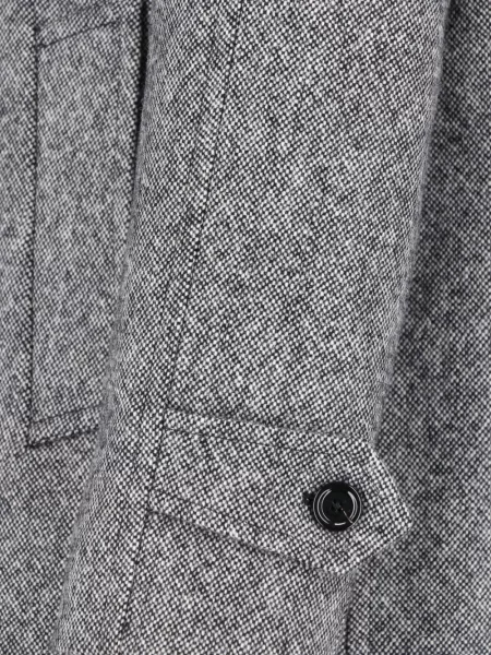 Palton Lardini de lână cu model herringbone gri