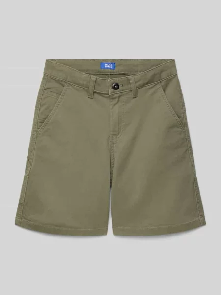 Bermudy z wpuszczanymi model ‘TONY’ Jack & Jones oliwkowe