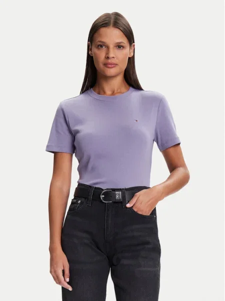 Тениска Tommy Hilfiger виолетово