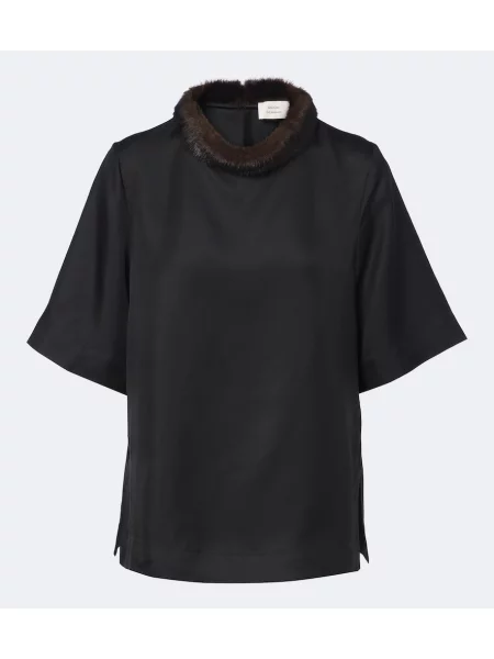 Top Loulou De Saison de mătase negru