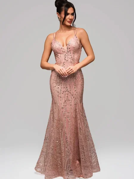 Rochie de seară Edoti de costum roz