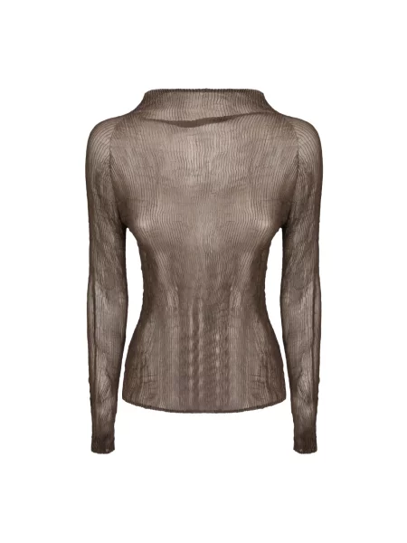 Bluzka Issey Miyake szyfonowa brązowa