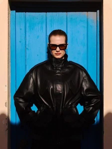 Dámska kožená bunda Answear.LAB ZEYA z kolekcie Unscripted čierna