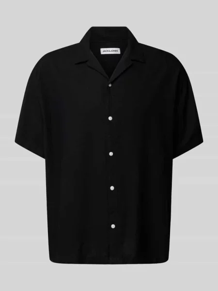 Koszula casualowa o kroju relaxed fit z kołnierzykiem typu resort model ‘WAYNE’ Jack & Jones czarna