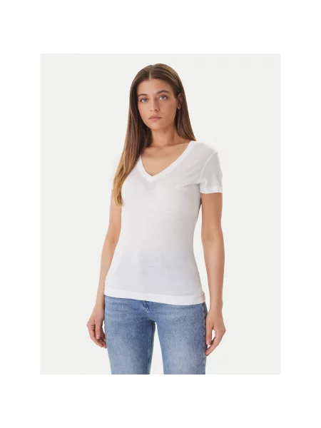 Guess Majica Classic Fit bela