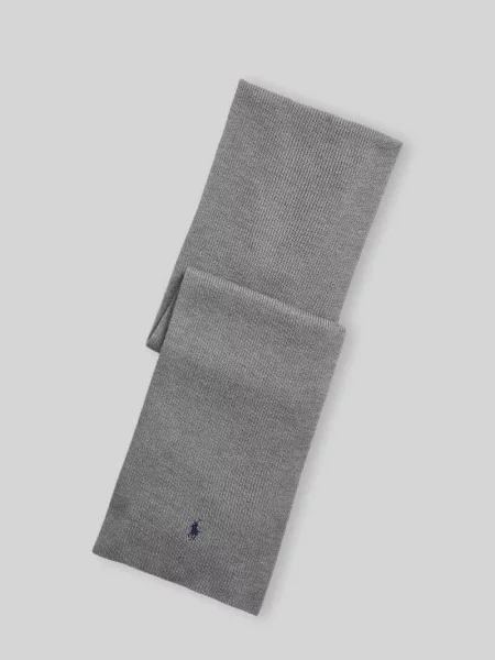 Szal z czystej wełny z wyhaftowanym logo Polo Ralph Lauren szara