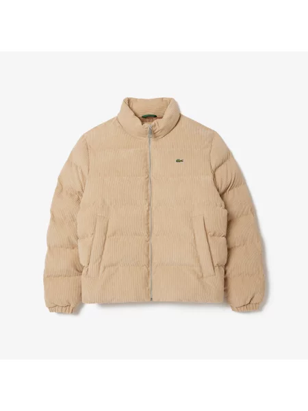 Lacoste Pikowana Kurtka Z Sztruksu brązowa