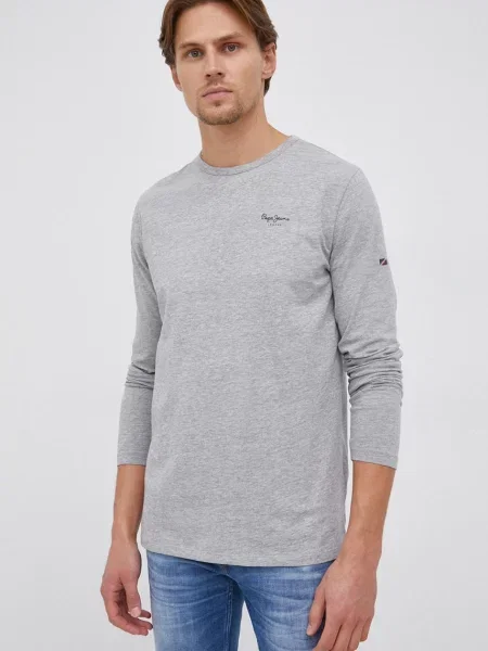 Tričko Pepe Jeans Original Basic 2 Long melanžové šedá
