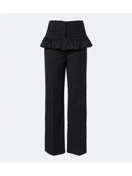 Pantaloni Ganni cu volane negru