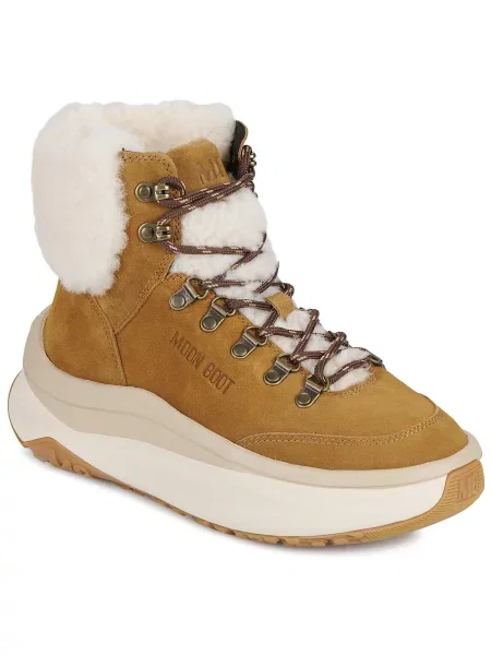 Pantofi Moon Boot din piele de oaie maro