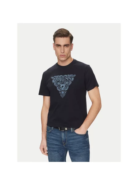 Guess Majica Mornarsko Regular Fit modra