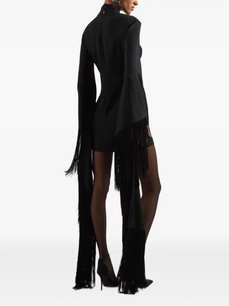 Rochie mini Taller Marmo cu franjuri negru