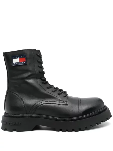 Botine Tommy Jeans din piele negru