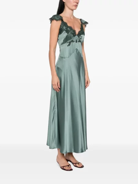 Rochie midi Dôen din satin verde