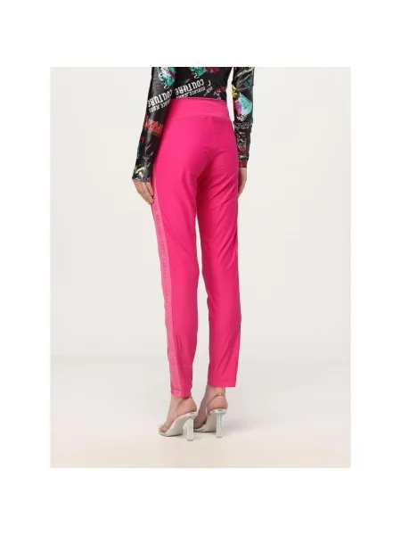 Spodnie Versace Jeans Couture z logo różowe