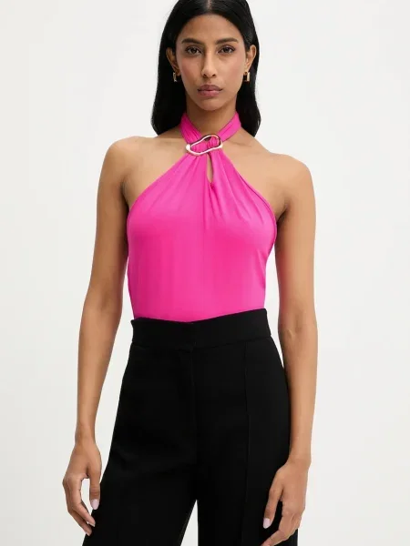 Боди Answear.LAB с изчистен дизайн розово