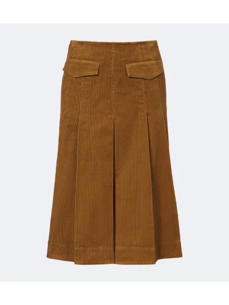 Kordbársony midi szoknya Tory Burch barna