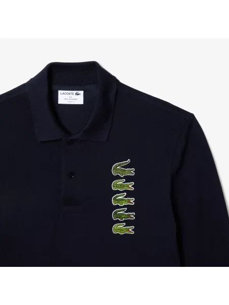 Lacoste Koszulka Polo Z Długim Rękawem Classic Fit granatowa