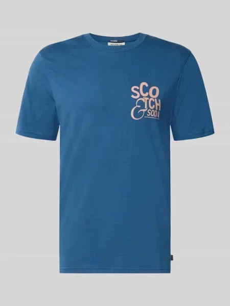 Koszulka z nadrukiem logo krój regular fit Scotch & Soda granatowa