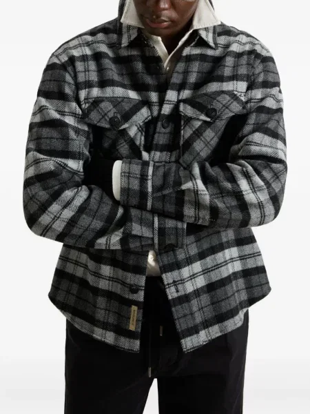 Cămașă Woolrich de lână în carouri negru
