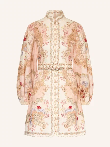 Zimmermann Sukienka Lniana Daylight Z Błyszczącą Nicią beige beżowa